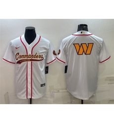 Men Washington Commanders White Team Big Logo With Patch Cool Base Stitched Baseball Jersey Men Washington Commanders White Team Big Logo With Patch Cool Base Stitched Baseball Jersey