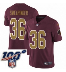 Mens Nike Washington Redskins 36 DJ Swearinger Burgundy RedGold Number Alternate 80TH Anniversary Vapor Untouchable Limited Stitched 100th anniversary Neck Mens Nike Washington Redskins 36 DJ Swearinger Burgundy RedGold Number Alternate 80TH Anniversary Vapor Untouchable Limited Stitched 100th anniversary Neck