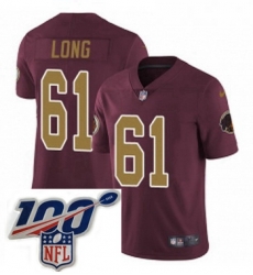Mens Nike Washington Redskins 61 Spencer Long Burgundy RedGold Number Alternate 80TH Anniversary Vapor Untouchable Limited Stitched 100th anniversary Neck Mens Nike Washington Redskins 61 Spencer Long Burgundy RedGold Number Alternate 80TH Anniversary Vapor Untouchable Limited Stitched 100th anniversary Neck