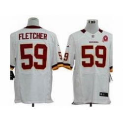Nike Washington Redskins 59 London Fletcher white Elite 80TH Patch NFL Jersey