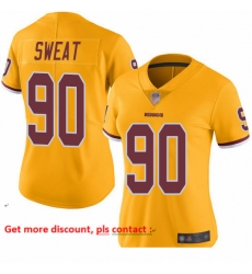 Redskins 90 Montez Sweat Gold Women Stitched Football Limited Rush Jersey Redskins 90 Montez Sweat Gold Women Stitched Football Limited Rush Jersey