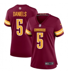 Women Washington Commanders 5 Jayden Daniels Burgundy 2024 Draft Stitched Jersey Women Washington Commanders 5 Jayden Daniels Burgundy 2024 Draft Stitched Jersey