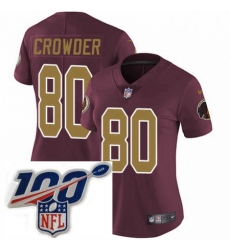 Womens Nike Washington Redskins 80 Jamison Crowder Burgundy RedGold Number Alternate 80TH Anniversary Vapor Untouchable Limited Stitched 100th anniversary Womens Nike Washington Redskins 80 Jamison Crowder Burgundy RedGold Number Alternate 80TH Anniversary Vapor Untouchable Limited Stitched 100th anniversary