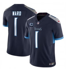Men Tennessee Titans 1 Cameron Ward Navy 2025 F U S E With 1 Star C Patch Vapor Limited Stitched Football Jersey Men Tennessee Titans 1 Cameron Ward Navy 2025 F U S E With 1 Star C Patch Vapor Limited Stitched Football Jersey
