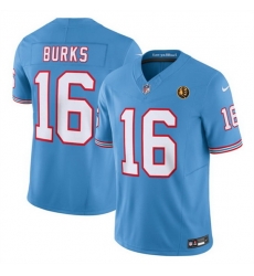Men Tennessee Titans 16 Treylon Burks Blue 2023 F U S E Throwback With John Madden Patch Vapor Limited Stitched Football Jersey Men Tennessee Titans 16 Treylon Burks Blue 2023 F U S E Throwback With John Madden Patch Vapor Limited Stitched Football Jersey