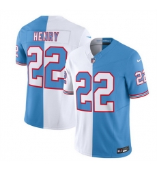 Men Tennessee Titans 22 Derrick Henry White Blue 2023 F U S E Split Vapor Limited Throwback Stitched Football Jersey Men Tennessee Titans 22 Derrick Henry White Blue 2023 F U S E Split Vapor Limited Throwback Stitched Football Jersey