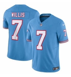 Men Tennessee Titans 7 Malik Willis Light Blue 2023 F U S E Vapor Limited Throwback Stitched Football Jersey Men Tennessee Titans 7 Malik Willis Light Blue 2023 F U S E Vapor Limited Throwback Stitched Football Jersey