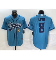 Men Tennessee Titans 8 Will Levis Blue With Patch Cool Base Stitched Baseball Jersey 2 Men Tennessee Titans 8 Will Levis Blue With Patch Cool Base Stitched Baseball Jersey 2
