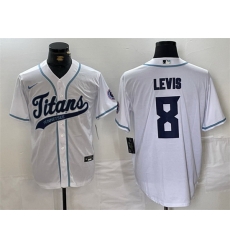 Men Tennessee Titans 8 Will Levis White With Patch Cool Base Stitched Baseball Jersey Men Tennessee Titans 8 Will Levis White With Patch Cool Base Stitched Baseball Jersey