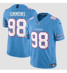 Men Tennessee Titans 98 Jeffery Simmons Light Blue 2026 F U S E Vapor Limited Stitched Football Jersey Men Tennessee Titans 98 Jeffery Simmons Light Blue 2026 F U S E Vapor Limited Stitched Football Jersey