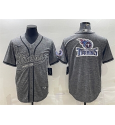 Men Tennessee Titans Grey Team Big Logo With Patch Cool Base Stitched Baseball Jersey Men Tennessee Titans Grey Team Big Logo With Patch Cool Base Stitched Baseball Jersey