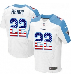 Mens Nike Tennessee Titans 22 Derrick Henry Elite White Road USA Flag Fashion NFL Jersey Mens Nike Tennessee Titans 22 Derrick Henry Elite White Road USA Flag Fashion NFL Jersey