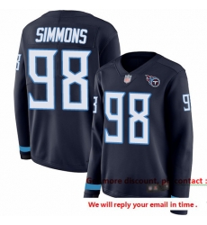 Titans 98 Jeffery Simmons Navy Blue Team Color Women Stitched Football Limited Therma Long Sleeve Jersey Titans 98 Jeffery Simmons Navy Blue Team Color Women Stitched Football Limited Therma Long Sleeve Jersey