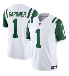 Men New York Jets 1 Ahmad Sauce White Classic Alternate Vapor F U S E Limited Stitched Football Jersey Men New York Jets 1 Ahmad Sauce White Classic Alternate Vapor F U S E Limited Stitched Football Jersey