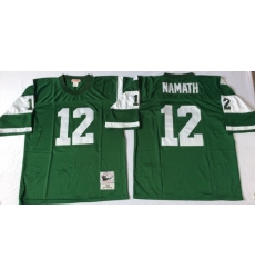 Men New York Jets 12 Joe Namath Green M&N Throwback Jersey Men New York Jets 12 Joe Namath Green M&N Throwback Jersey