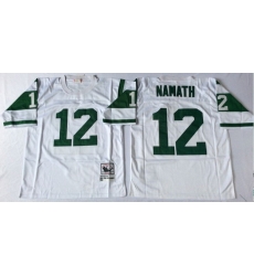 Men New York Jets 12 Joe Namath White M&N Throwback Jersey Men New York Jets 12 Joe Namath White M&N Throwback Jersey