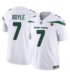 Men New York Jets 7 Tim Boyle White 2023 F U S E With John Madden Patch Vapor Limited Stitched Football Jersey Men New York Jets 7 Tim Boyle White 2023 F U S E With John Madden Patch Vapor Limited Stitched Football Jersey
