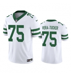Men New York Jets 75 Alijah Vera Tucker White 2023 F U S E Vapor Limited Throwback Stitched Football Jersey Men New York Jets 75 Alijah Vera Tucker White 2023 F U S E Vapor Limited Throwback Stitched Football Jersey