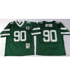 Men New York Jets 90 Dennis Byrd Green M&N Throwback Jersey Men New York Jets 90 Dennis Byrd Green M&N Throwback Jersey
