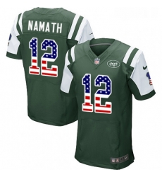 Mens Nike New York Jets 12 Joe Namath Elite Green Home USA Flag Fashion NFL Jersey Mens Nike New York Jets 12 Joe Namath Elite Green Home USA Flag Fashion NFL Jersey