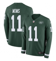 Nike Jets 11 Denzel Mim Green Team Color Men Stitched NFL Limited Therma Long Sleeve Jersey Nike Jets 11 Denzel Mim Green Team Color Men Stitched NFL Limited Therma Long Sleeve Jersey