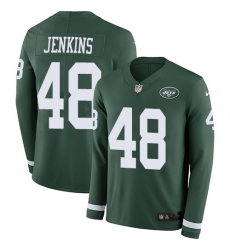 Nike Jets #48 Jordan Jenkins Green Team Color Men Stitched NFL Limited Therma Long Sleeve Jersey Nike Jets #48 Jordan Jenkins Green Team Color Men Stitched NFL Limited Therma Long Sleeve Jersey