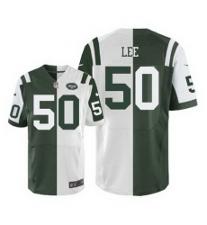 Nike Jets #50 Darron Lee Green White Mens Stitched NFL Elite Split Jersey Nike Jets #50 Darron Lee Green White Mens Stitched NFL Elite Split Jersey