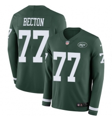 Nike Jets 77 Mekhi Becton Green Team Color Men Stitched NFL Limited Therma Long Sleeve Jersey Nike Jets 77 Mekhi Becton Green Team Color Men Stitched NFL Limited Therma Long Sleeve Jersey