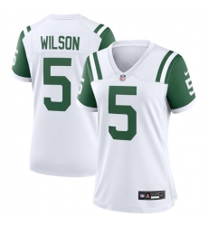 Women New York Jets 5 Garrett Wilson White Classic Alternate Stitched Jersey Women New York Jets 5 Garrett Wilson White Classic Alternate Stitched Jersey