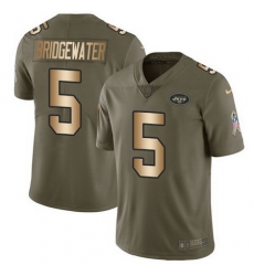 Nike Jets #5 Teddy Bridgewater Olive Gold Youth Stitched NFL Limited 2017 Salute to Service Jersey Nike Jets #5 Teddy Bridgewater Olive Gold Youth Stitched NFL Limited 2017 Salute to Service Jersey
