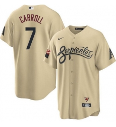 Men Arizona Diamondbacks 7 Corbin Carroll 2021 Gold City Connect Cool Base Stitched Jersey Men Arizona Diamondbacks 7 Corbin Carroll 2021 Gold City Connect Cool Base Stitched Jersey