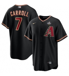 Men Arizona Diamondbacks 7 Corbin Carroll Black 2023 World Series Cool Base Stitched Baseball Jersey Men Arizona Diamondbacks 7 Corbin Carroll Black 2023 World Series Cool Base Stitched Baseball Jersey
