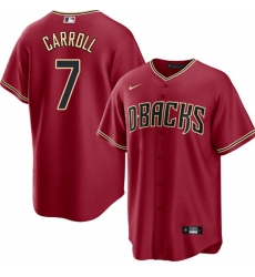 Men Arizona Diamondbacks 7 Corbin Carroll Red Cool Base Stitched Baseball Jersey Men Arizona Diamondbacks 7 Corbin Carroll Red Cool Base Stitched Baseball Jersey