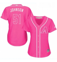 Womens Majestic Arizona Diamondbacks 51 Randy Johnson Replica Pink Fashion MLB Jersey Womens Majestic Arizona Diamondbacks 51 Randy Johnson Replica Pink Fashion MLB Jersey