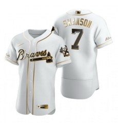 Atlanta Braves 7 Dansby Swanson White Nike Mens Authentic Golden Edition MLB Jersey Atlanta Braves 7 Dansby Swanson White Nike Mens Authentic Golden Edition MLB Jersey