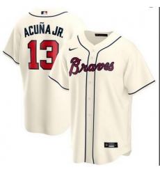 Braves 13 Ronald Acuna Jr Cream 2020 Nike Cool Base Jersey Braves 13 Ronald Acuna Jr Cream 2020 Nike Cool Base Jersey