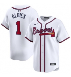 Men Atlanta Braves 1 Ozzie Albies White 2024 Home Limited Stitched Baseball Jersey Men Atlanta Braves 1 Ozzie Albies White 2024 Home Limited Stitched Baseball Jersey