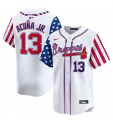 Men Atlanta Braves 13 Ronald Acu F1a Jr White 2024 Independence Day Vapor Limited Stitched Baseball Jersey Men Atlanta Braves 13 Ronald Acu F1a Jr White 2024 Independence Day Vapor Limited Stitched Baseball Jersey