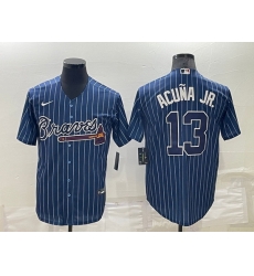 Men Atlanta Braves 13 Ronald Acuna Jr Navy Cool Base Stitched Baseball Jersey Men Atlanta Braves 13 Ronald Acuna Jr Navy Cool Base Stitched Baseball Jersey