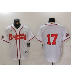 Men Atlanta Braves 17 Andy Messersmith White Gold World Series Champions Cool Base Stitched Baseball Jersey Men Atlanta Braves 17 Andy Messersmith White Gold World Series Champions Cool Base Stitched Baseball Jersey