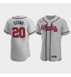 Men Atlanta Braves 20 Marcell Ozuna Grey Flex Base Stitched Jersey Men Atlanta Braves 20 Marcell Ozuna Grey Flex Base Stitched Jersey