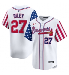 Men Atlanta Braves 27 Austin Riley White 2024 Independence Day Vapor Limited Stitched Baseball Jersey Men Atlanta Braves 27 Austin Riley White 2024 Independence Day Vapor Limited Stitched Baseball Jersey