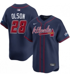 Men Atlanta Braves 28 Matt Olson Navy 2025 Speedway Classic Alternate Limited Stitched Baseball Jersey