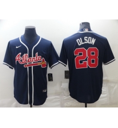 Men Atlanta Braves 28 Matt Olson Navy Cool Base Stitched Baseball jersey Men Atlanta Braves 28 Matt Olson Navy Cool Base Stitched Baseball jersey