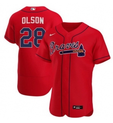 Men Atlanta Braves 28 Matt Olson Red Flex Base Stitched Baseball jersey Men Atlanta Braves 28 Matt Olson Red Flex Base Stitched Baseball jersey
