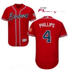 Men Atlanta Braves 4 Brandon Phillips Red Road Flex Base Jersey Men Atlanta Braves 4 Brandon Phillips Red Road Flex Base Jersey
