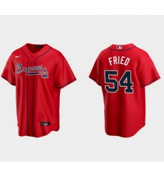Men Atlanta Braves 54 Max Fried Red Cool Base Stitched Baseball jersey Men Atlanta Braves 54 Max Fried Red Cool Base Stitched Baseball jersey