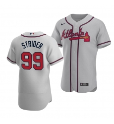 Men Atlanta Braves 99 Spencer Strider Gray Cool Base Stitched Baseball Jersey Men Atlanta Braves 99 Spencer Strider Gray Cool Base Stitched Baseball Jersey