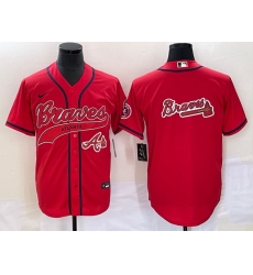 Men Atlanta Braves Red Team Big Logo Cool Base With Patch Stitched Baseball Jersey Men Atlanta Braves Red Team Big Logo Cool Base With Patch Stitched Baseball Jersey