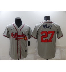 Men Gray Atlanta Braves 27 Austin Riley Cool Base MLB Stitched Jersey Men Gray Atlanta Braves 27 Austin Riley Cool Base MLB Stitched Jersey